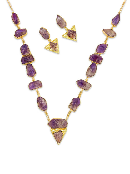 Semi-Precious Lapis Amathist Stone Beads Mala Necklace Set