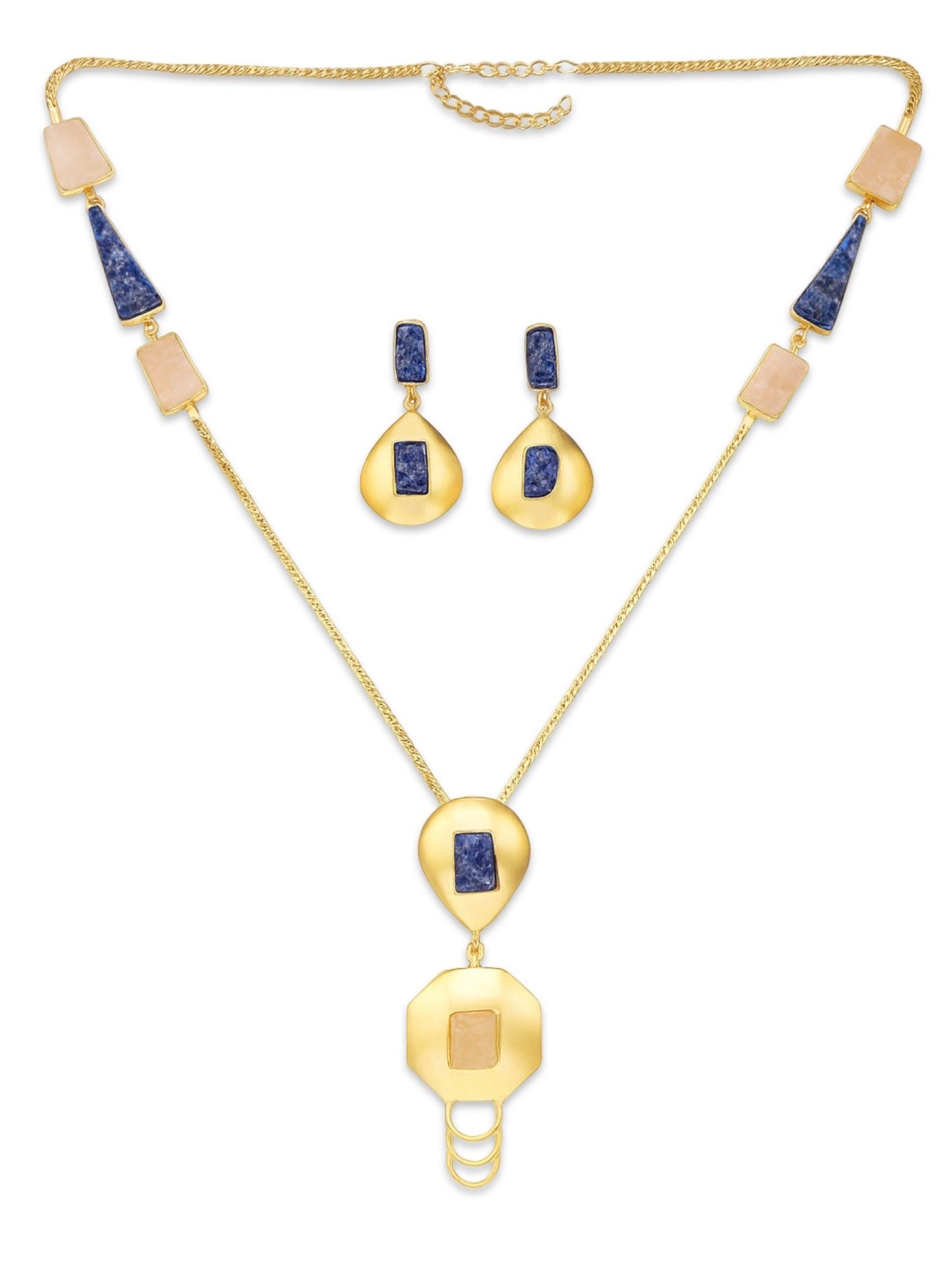 Semi-Precious Rose Quartz Stone Beads Mala Necklace Set