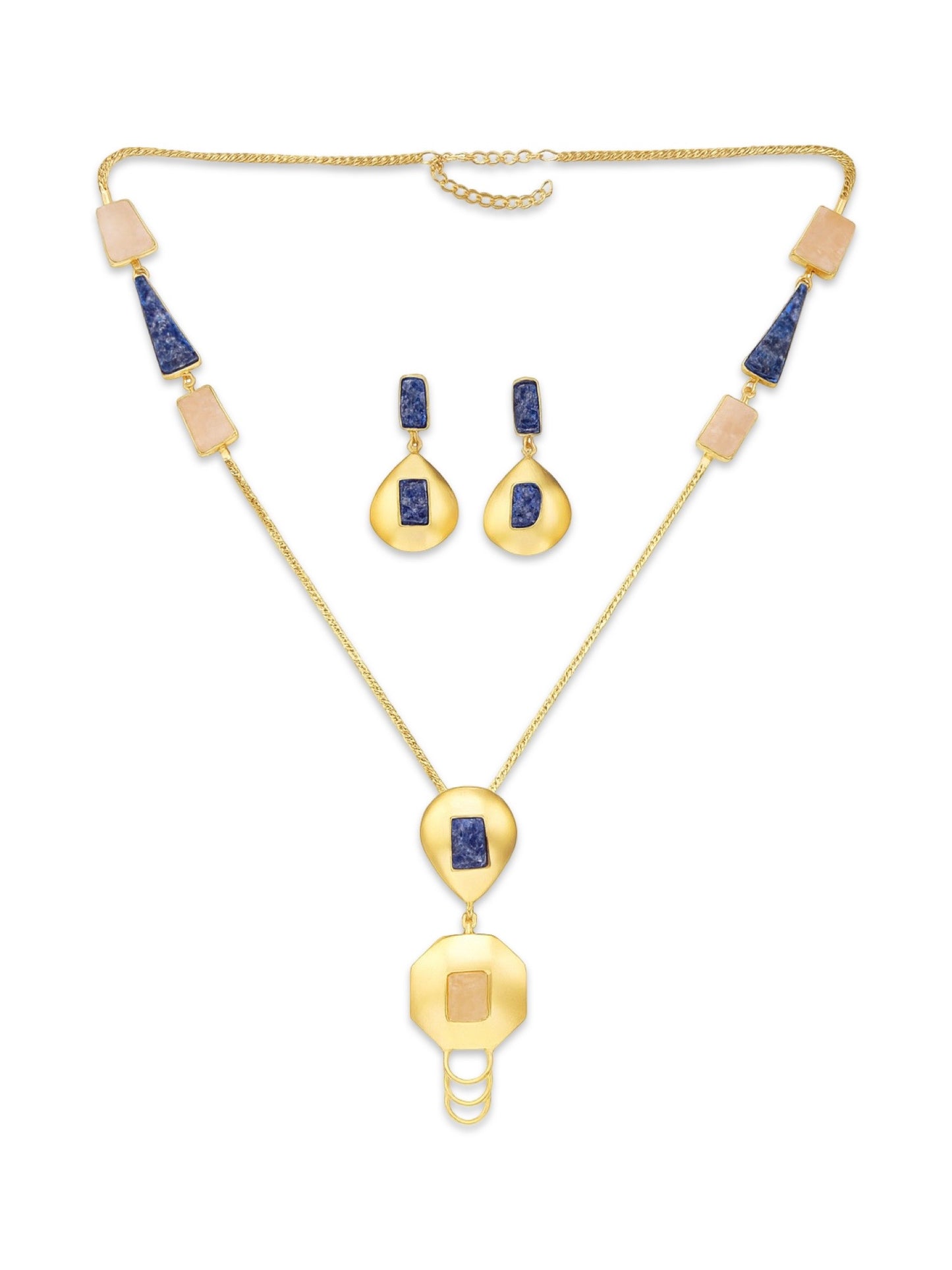 Semi-Precious Rose Quartz Stone Beads Mala Necklace Set
