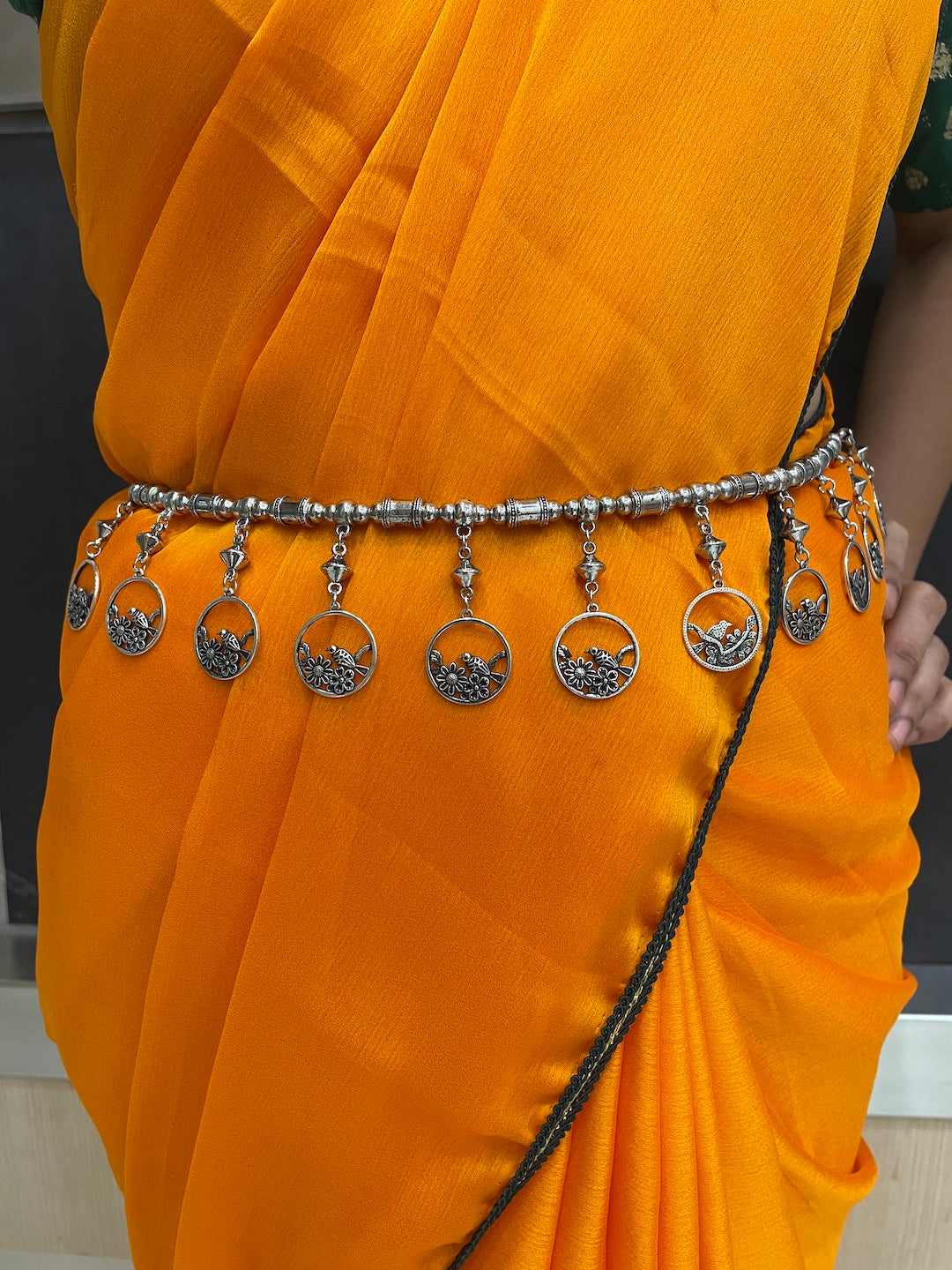 Crystal-embellished kamarband for saree.