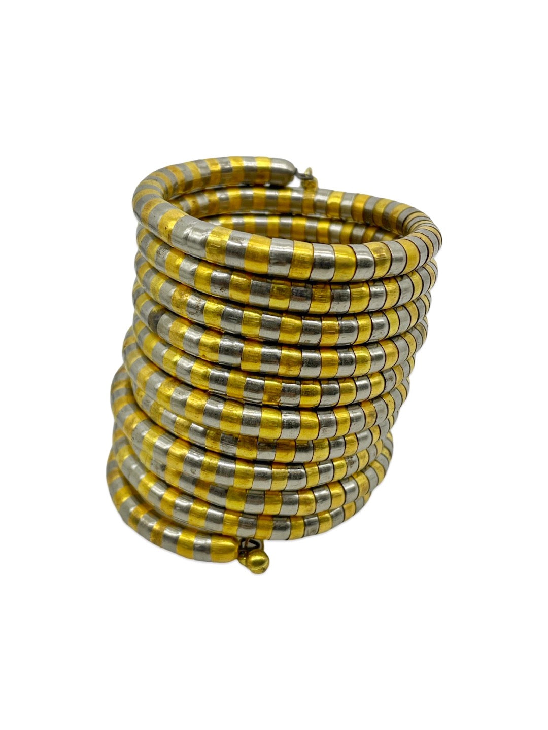 Gold Silver Spring Tribal Spiral Bangle