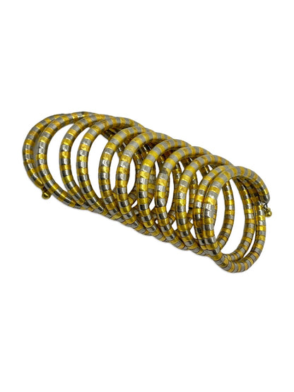 Gold Silver Spring Tribal Spiral Bangle