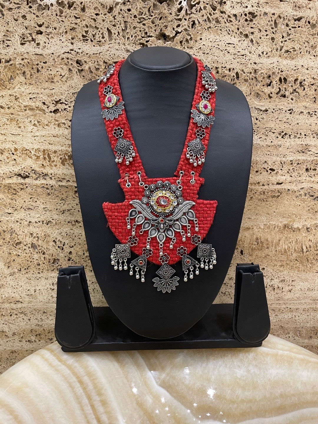 Silver Necklace Kundan & Ghungroo Design