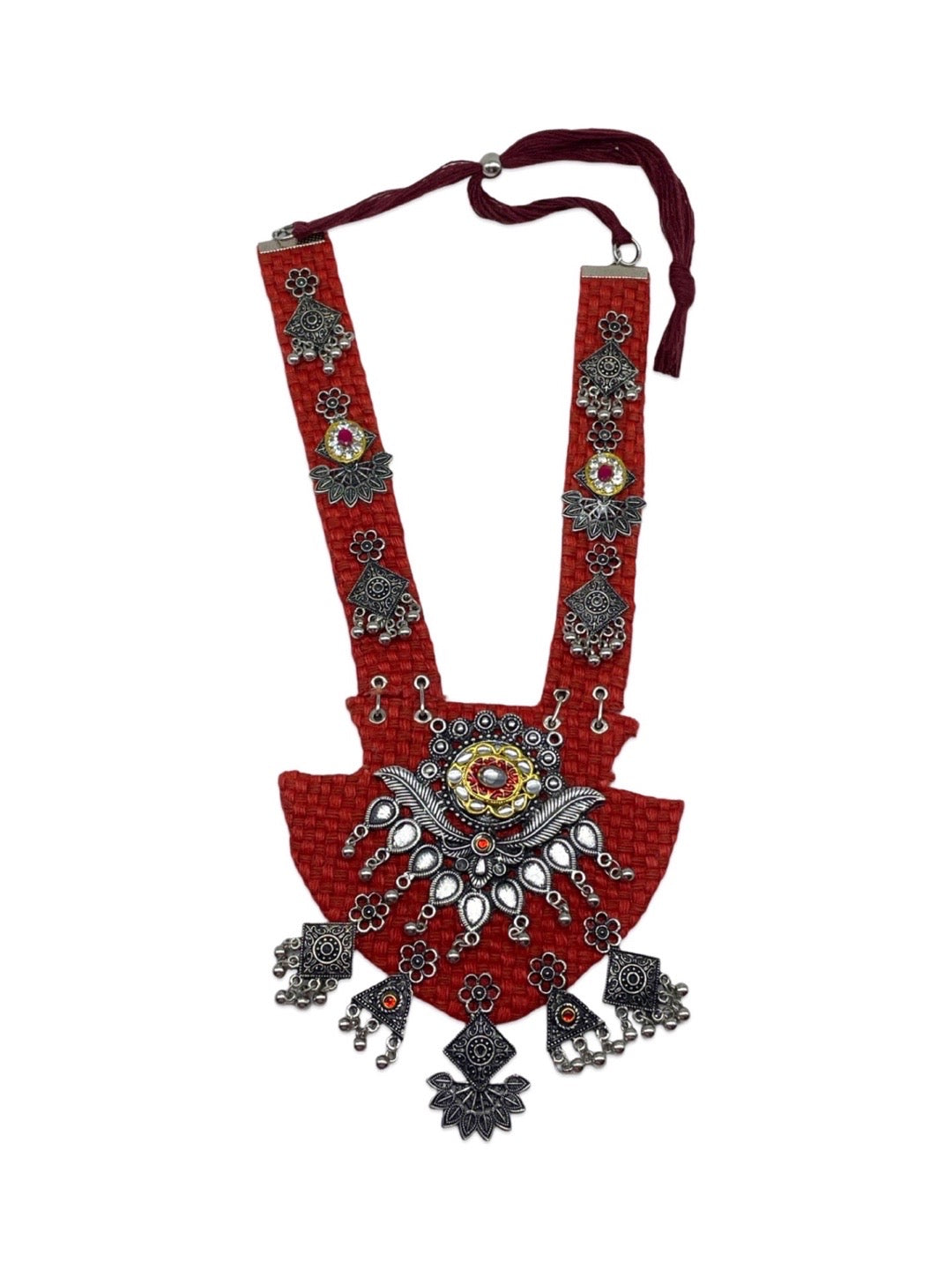 Silver Necklace Kundan & Ghungroo Design