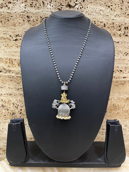 Silver Necklace Ganesha & Pearl Design