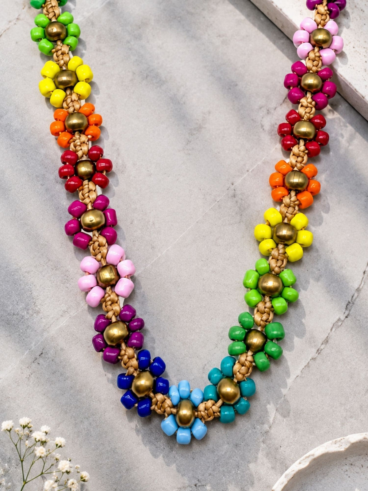 Navaratri Beaded Floral Necklace for Women