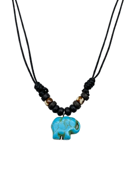 Blue Elephant Pendant Black Thread Necklace for Navaratri