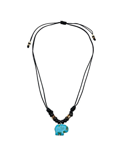 Blue Elephant Pendant Black Thread Necklace for Navaratri