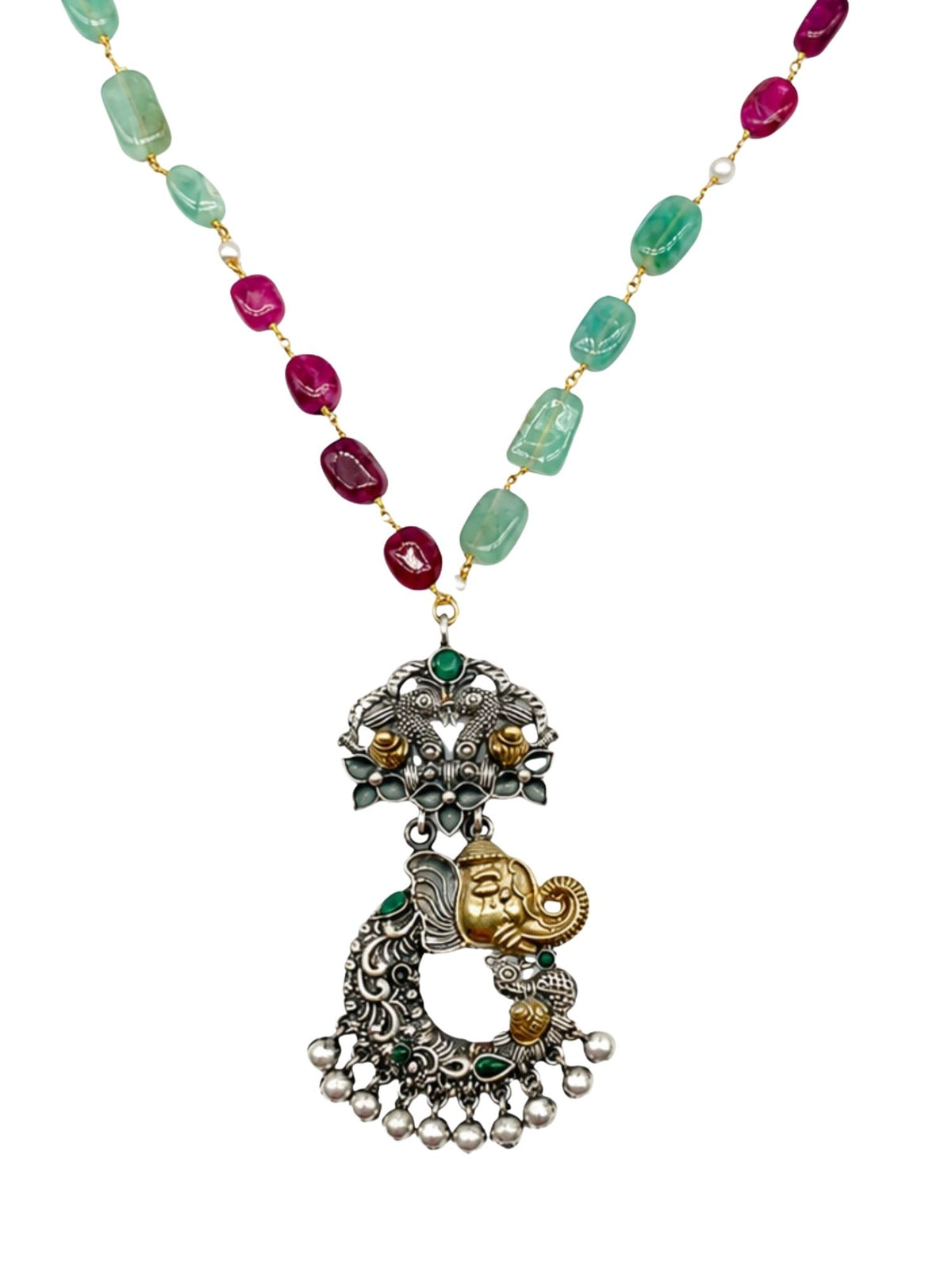 Beaded Lord Ganesha Pendant Necklace for Navaratri
