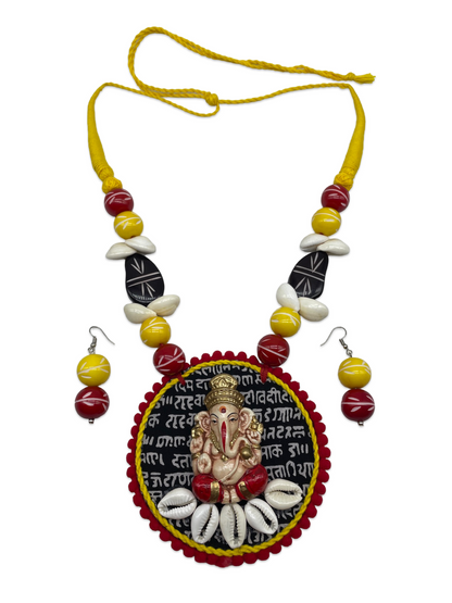 Fabric Necklace Set Lord Ganesha Design