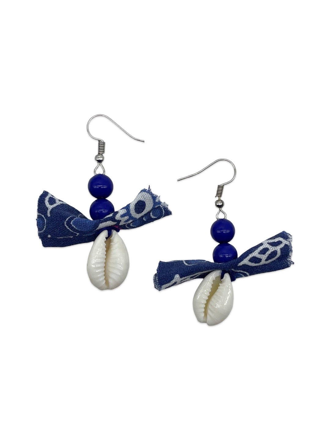 Blue Fabric Sea Shell Necklace Set