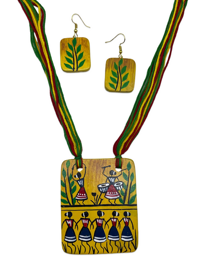 Hand Painted Warli Prints Necklace Set