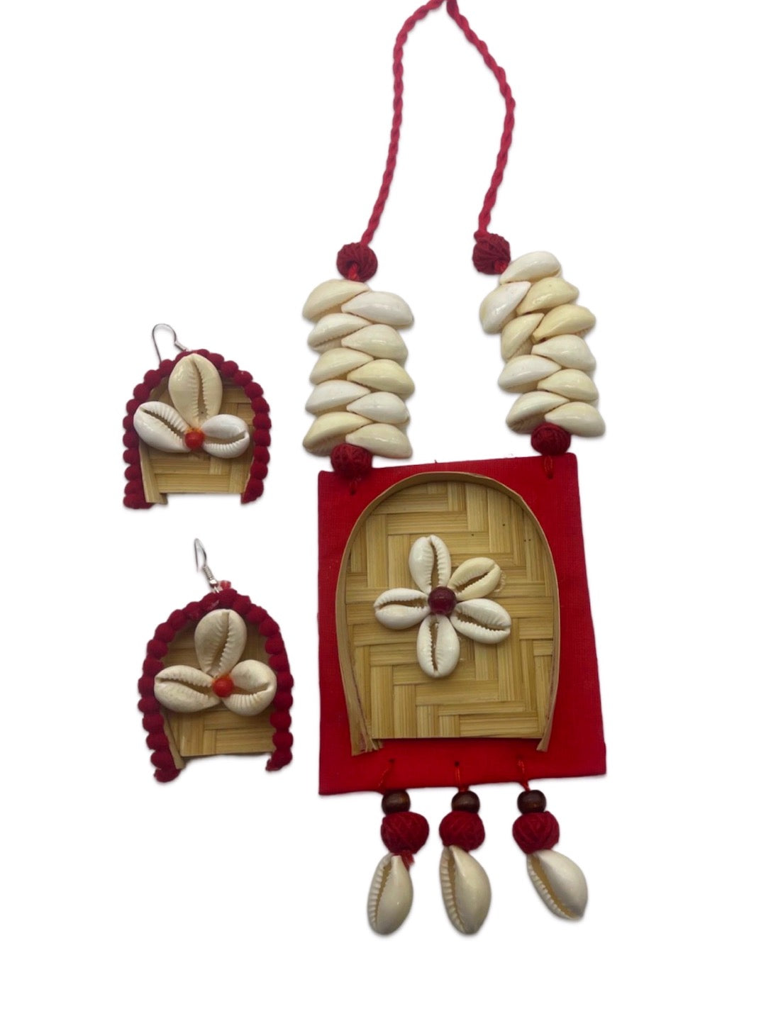 Soop/Shell Design Red Necklace Set