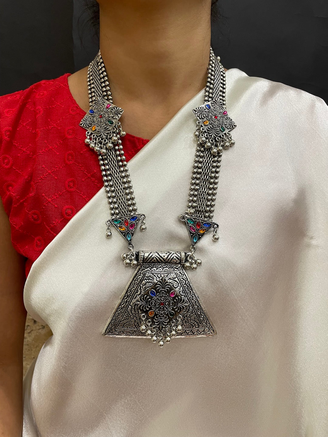 Enamel/Ghungroo Design Necklace Set