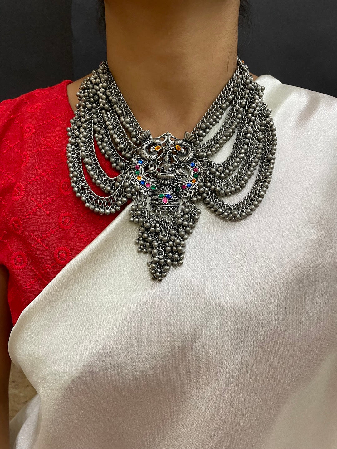 Silver Necklace Set Lakshmi/Laxmi Design