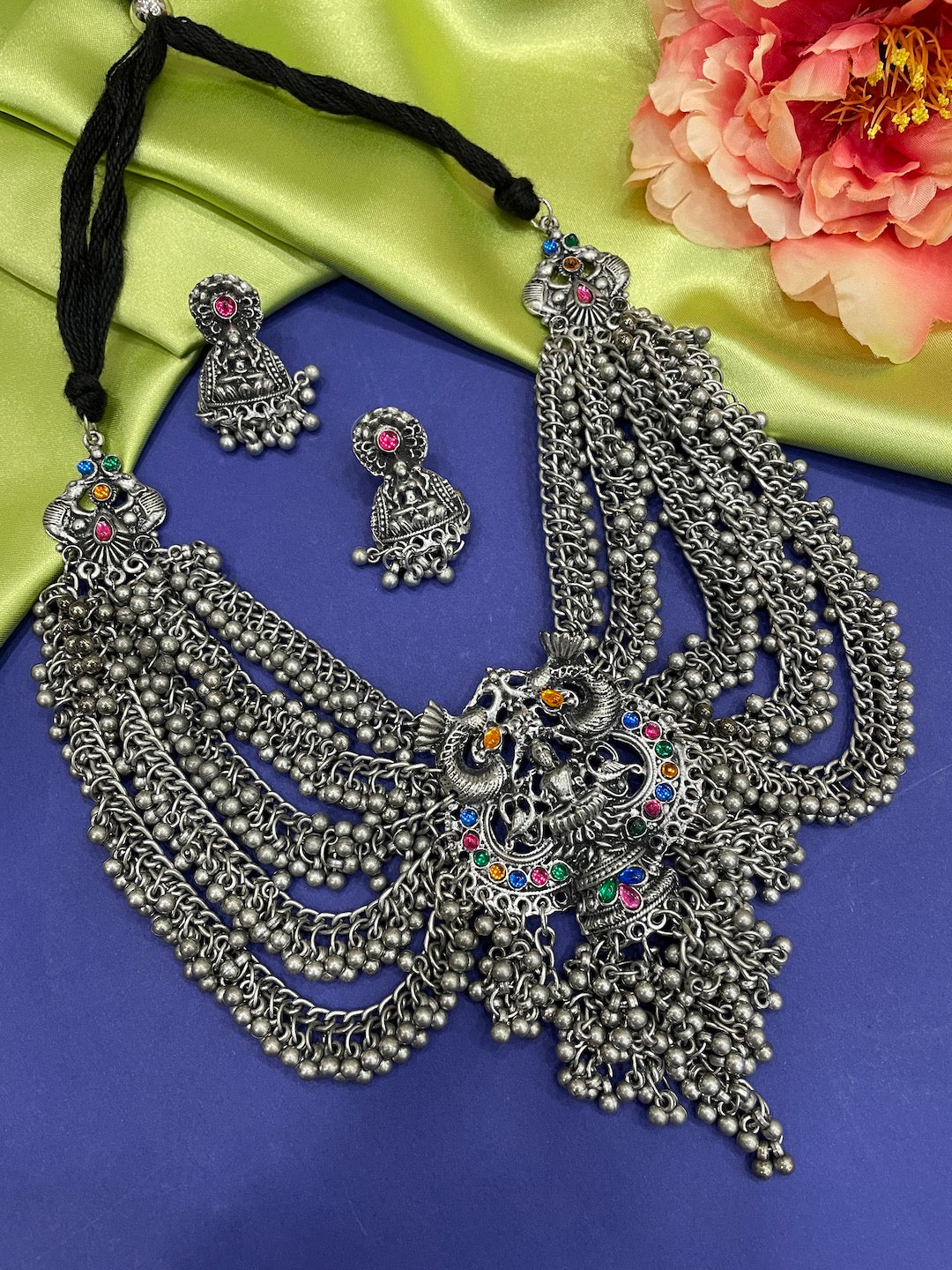 Silver Necklace Set Lakshmi/Laxmi Design