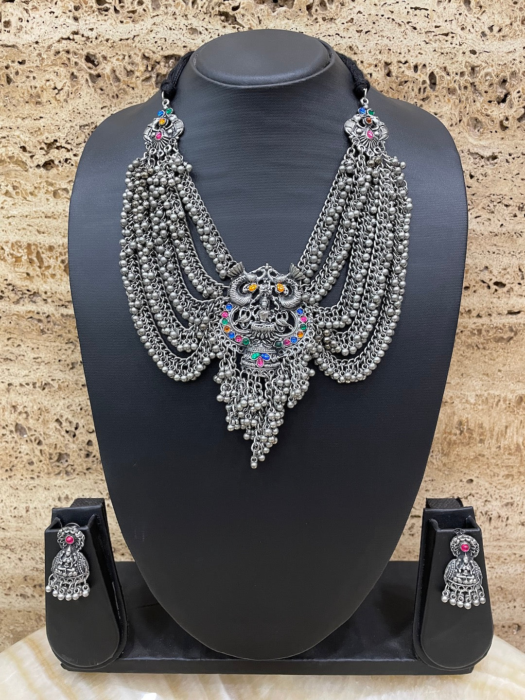 Silver Necklace Set Lakshmi/Laxmi Design