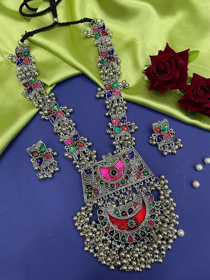 Silver Necklace Set Ghungroo Design