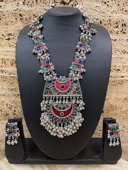 Silver Necklace Set Ghungroo Design