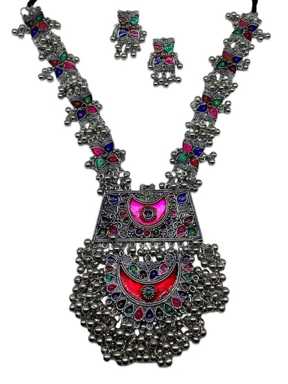 Silver Necklace Set Ghungroo Design