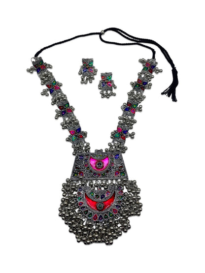 Silver Necklace Set Ghungroo Design