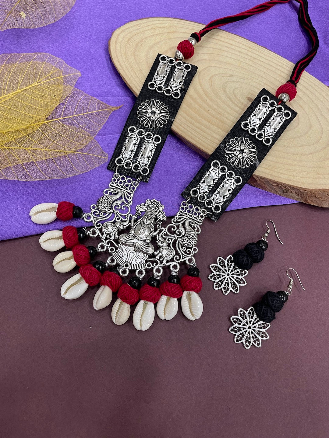 Silver Necklace Set Maa Durga Design