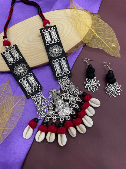 Silver Necklace Set Maa Durga Design