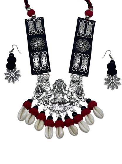 Silver Necklace Set Maa Durga Design