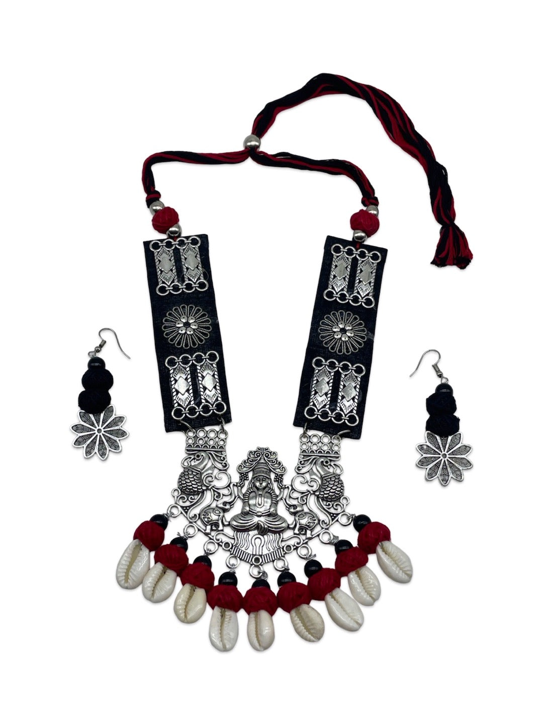 Silver Necklace Set Maa Durga Design