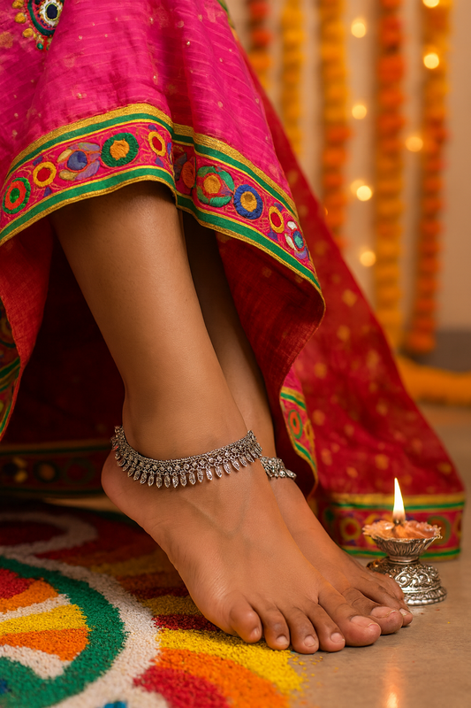 Traditional Silver Plated Anklet Payal