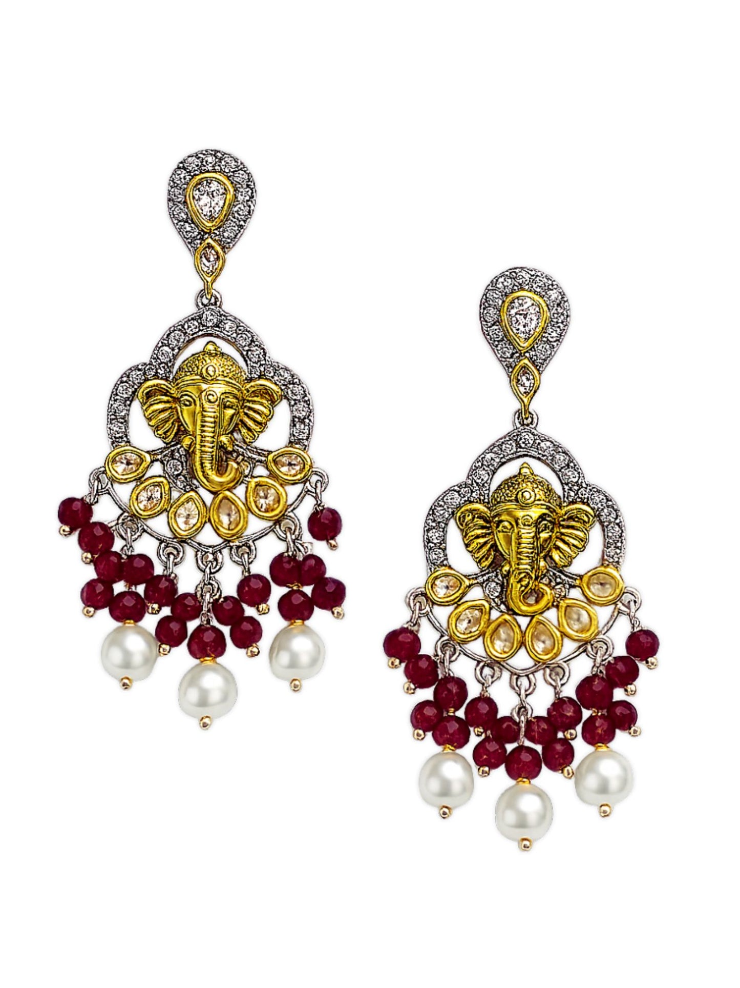Lord Ganesha Maroon Color Necklace Set