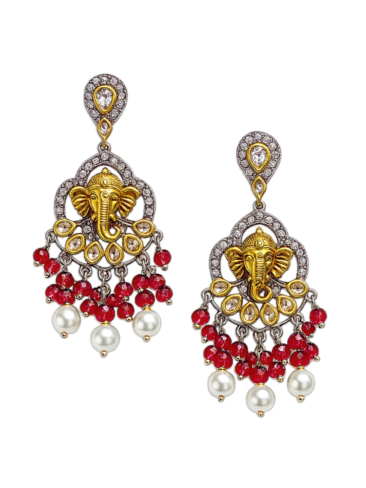 Lord Ganesha Red Color Necklace Set