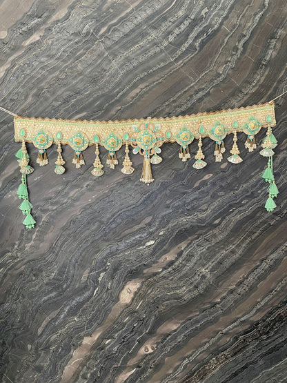 Turcoise & Gold Toran For Door Hangings Diwali Decoration