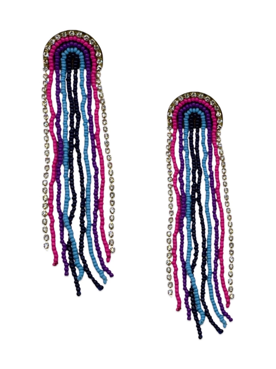 Beaded Earrings Long Tassel Design