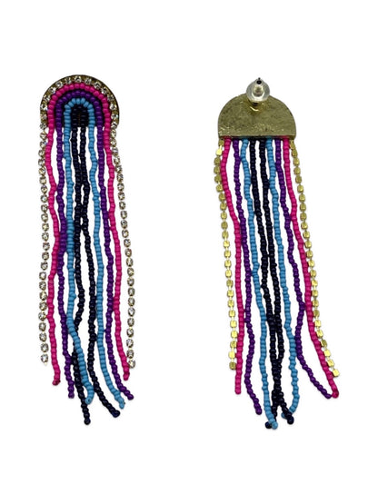 Beaded Earrings Long Tassel Design