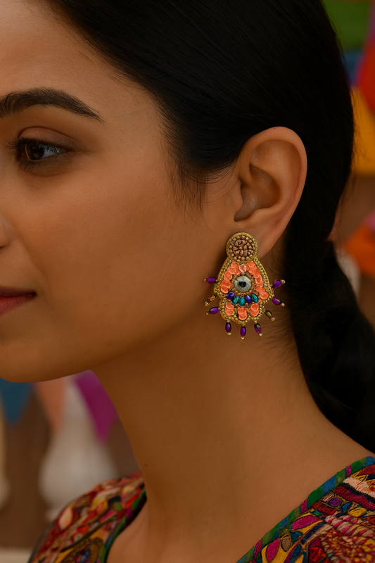 Hamsa Evil Eye Mini Beaded Earrings