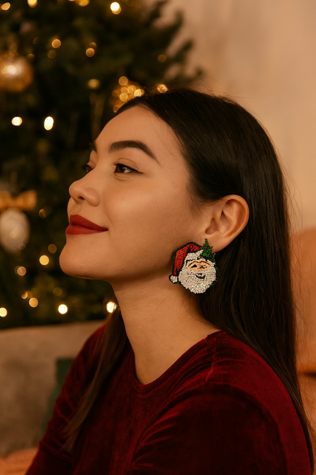 Christmas Santa Beaded Earrings