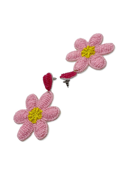 Colourful Beaded Flower & Hearts Design Dangler Earring Jewellery For Women