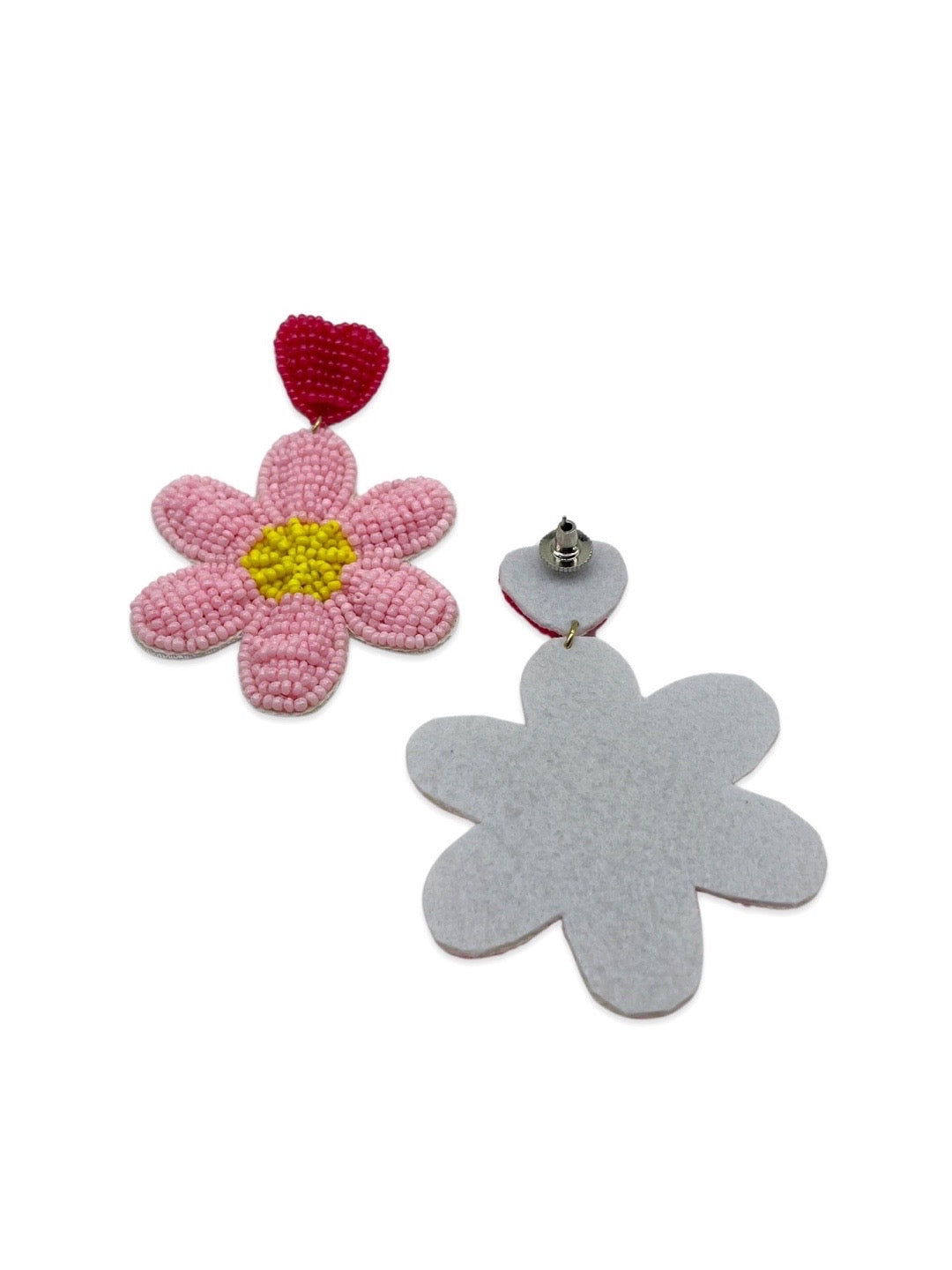 Colourful Beaded Flower & Hearts Design Dangler Earring Jewellery For Women