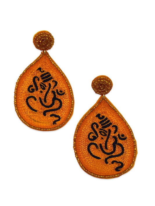 Colourful Beaded Lord Ganesha Design Dangler Earring Jewellery For Women