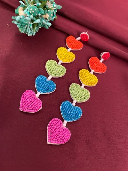 Beaded Earrings Heart Design for Women