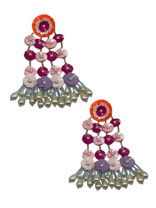 Sequence Beaded Earring Flower Design