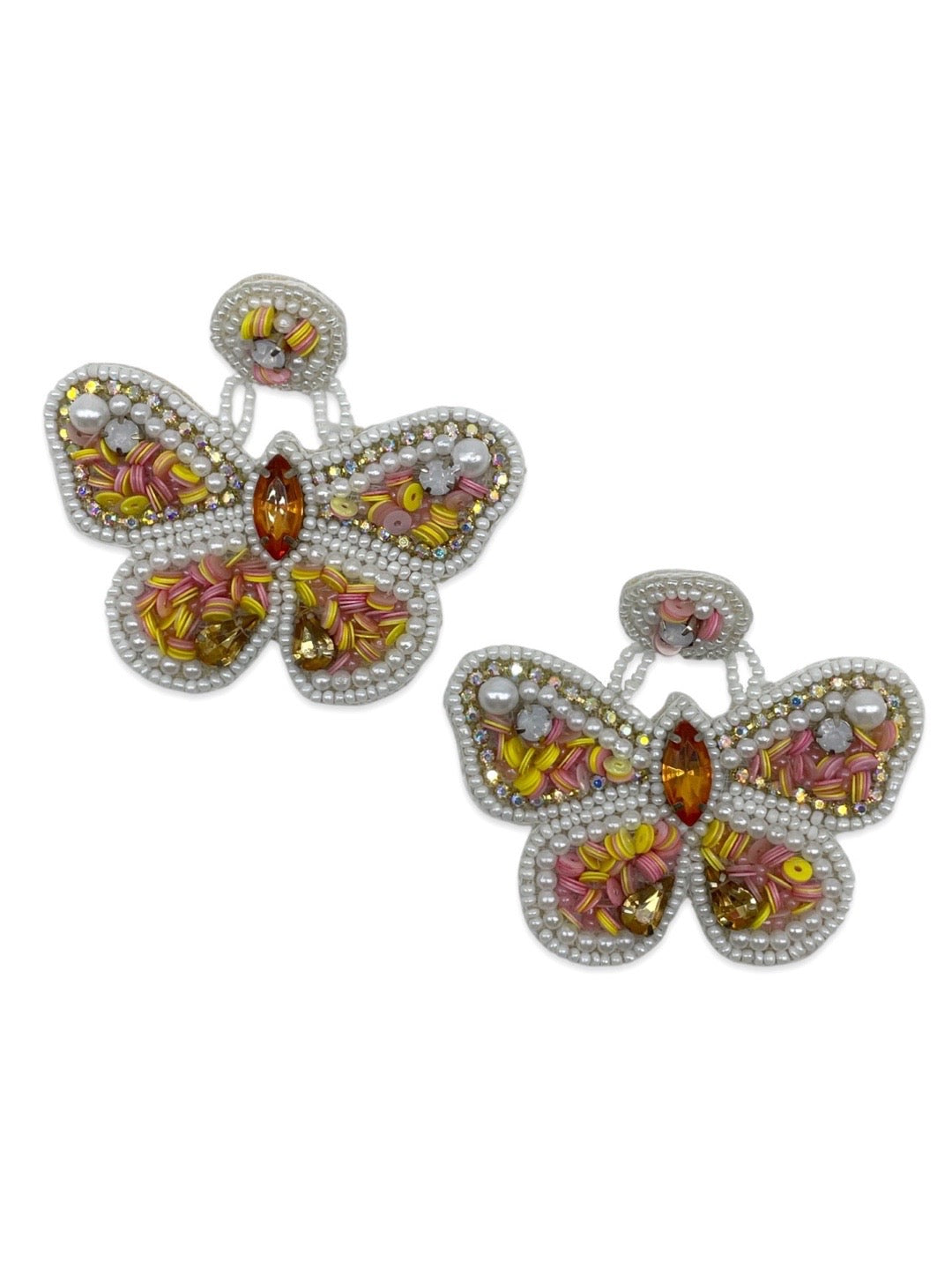 Colourful Beaded Butterfly Design Dangler Earring Jewellery For Women