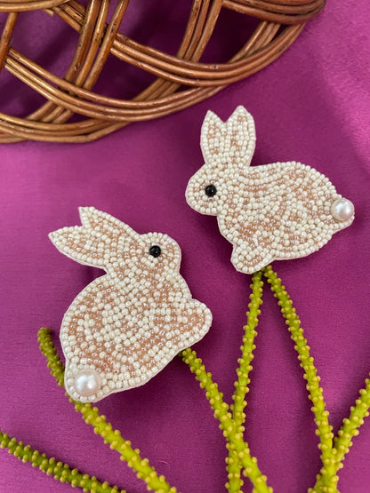 Beaded Earrings Rabbit Design