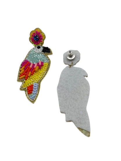 Colourful Beaded Parrot Bird Design Dangler Earring Jewellery For Women