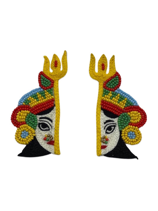 Beaded Earrings Durga Maa Design