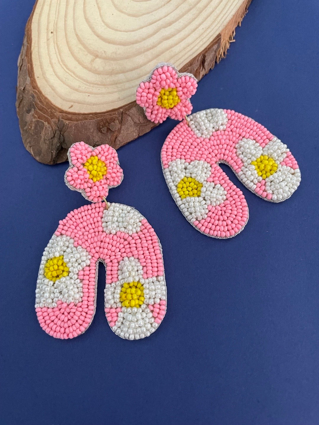 Beaded Earrings Flower Design for Girls