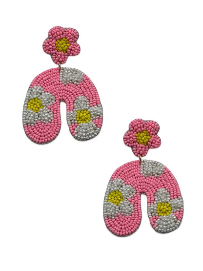 Beaded Earrings Flower Design for Girls