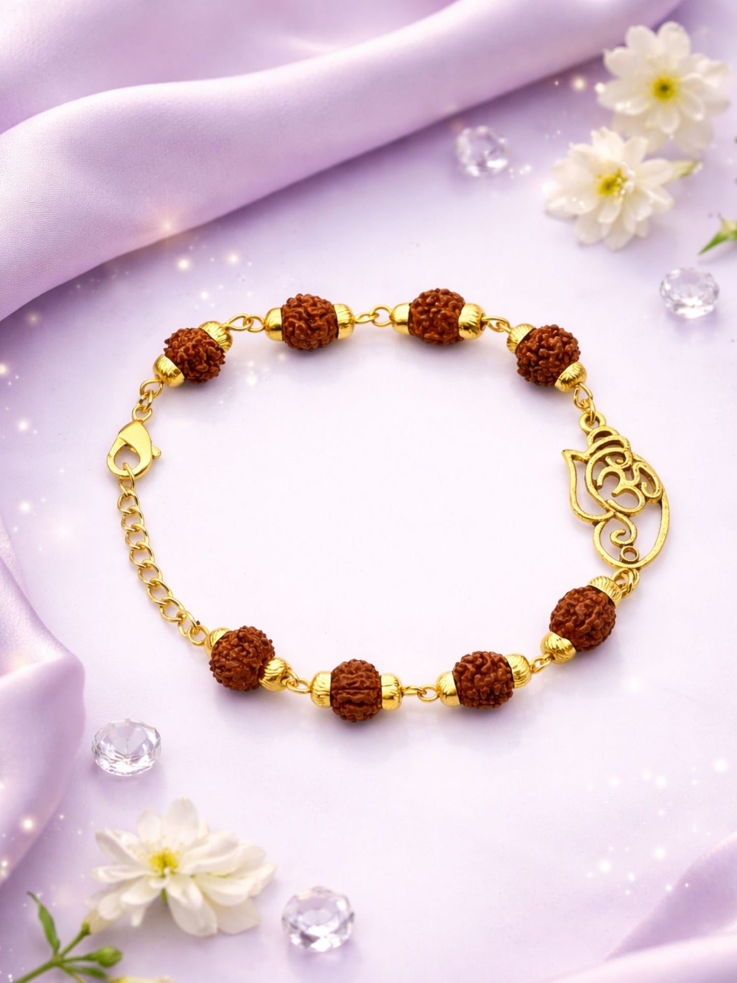 Rudraksha Rakhi Bracelet for Men with Ganesha Charm