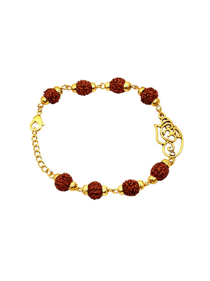 Rudraksha Rakhi Bracelet for Men with Ganesha Charm